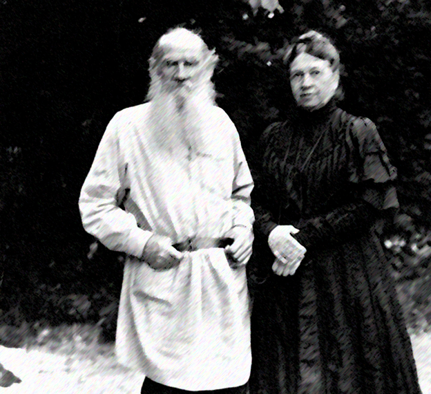 Mr. and Mrs. Leo Tolstoy together standing 